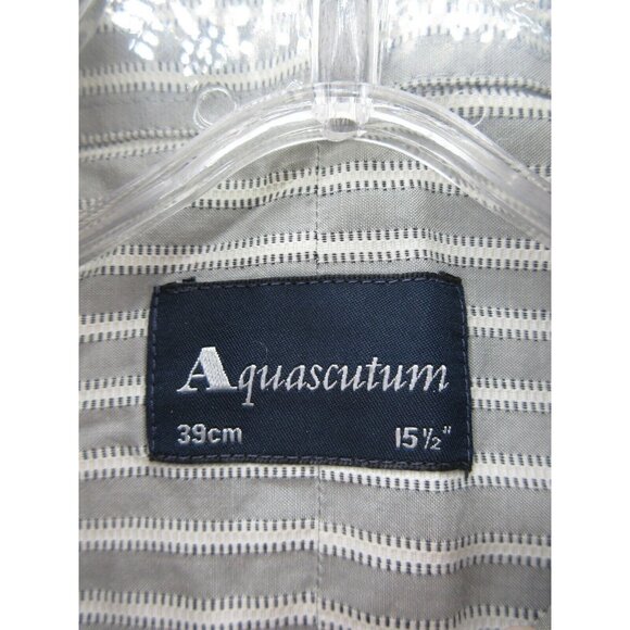 Aquas cutum Shirt 15 1/2 Button Down French Cuff Striped Preppy Medium - Picture 10 of 12